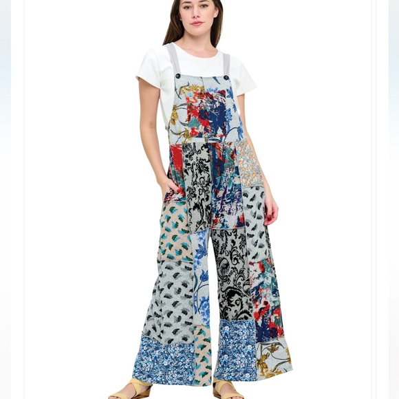 Yak & Yeti Pants - Yak & Yeti 25613 Overall Hippie Floral Multi-patch Jumper. Various Sizes.